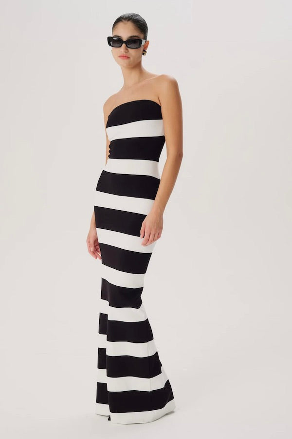 Ronny Kobo | Lehua Knit Dress Black and White Stripe | Girls with Gems