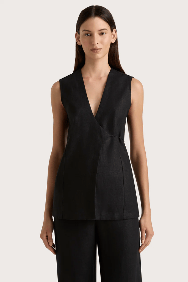 Faithfull the Brand | Lulea Wrap Vest Black | Girls with Gems