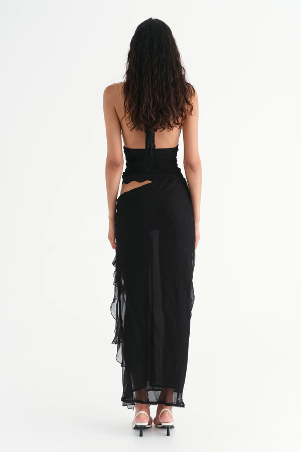 Benni | Penelope Halter Maxi Dress Black | Girls with Gems