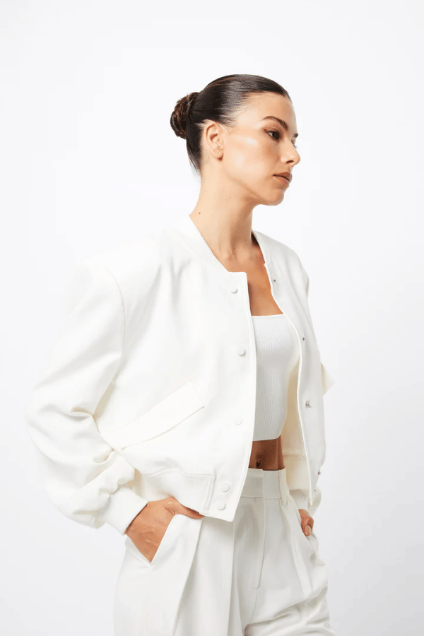 Mossman | Courtside Bomber White | Girls With Gems