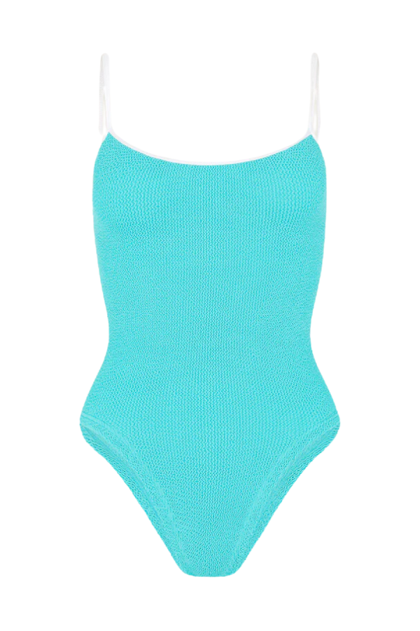 Hunza G | Pamela Swim Contrast Aqua | Gils with Gems