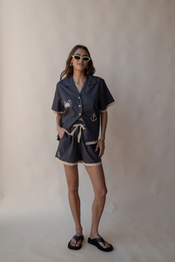 Araminta James | Del Mar Shirt Set Charcoal | Girls with Gems