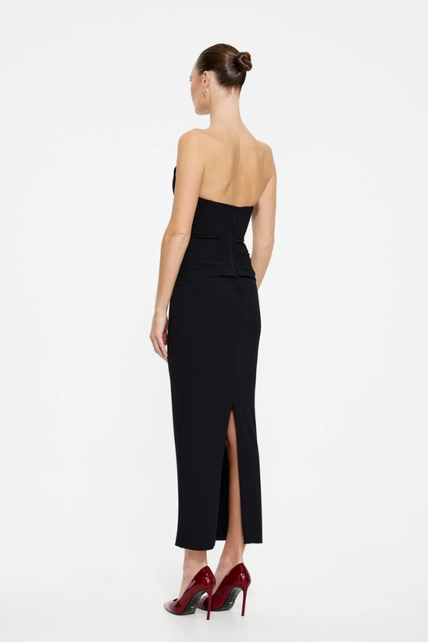 Effie Kats | Astor Strapless Midi Dress Black | Girls with Gems