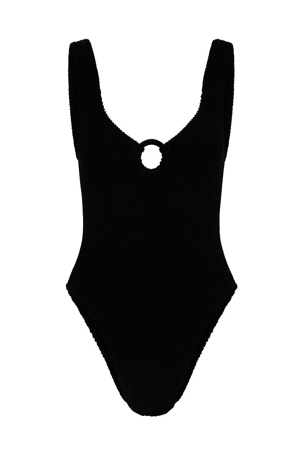 Hunza G | Celine Swim With Fabric Covered Hoops Black | Girls with Gems