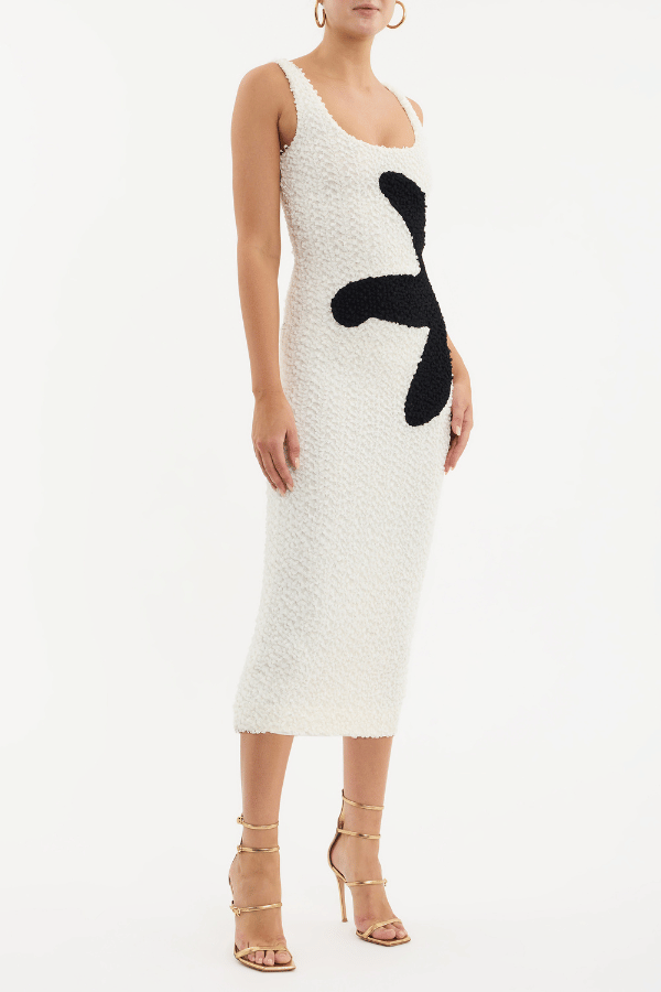 Rebecca Vallance | Kiyo Strap Midi Dress Ivory | Girls with Gems