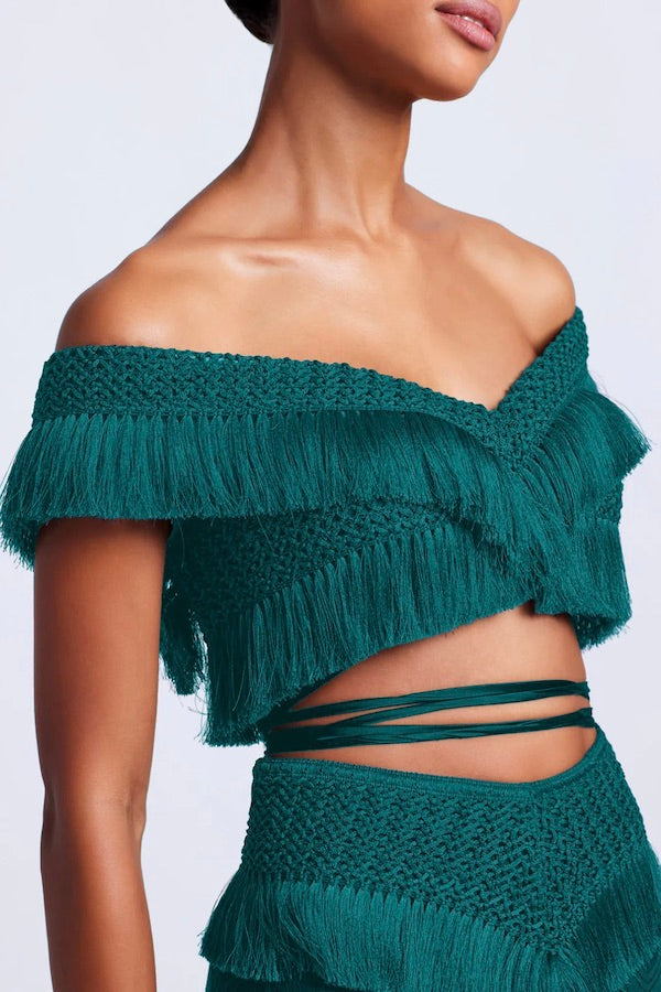 PatBo | Fringe Trim Cropped Top Galapagos | Girls with Gems