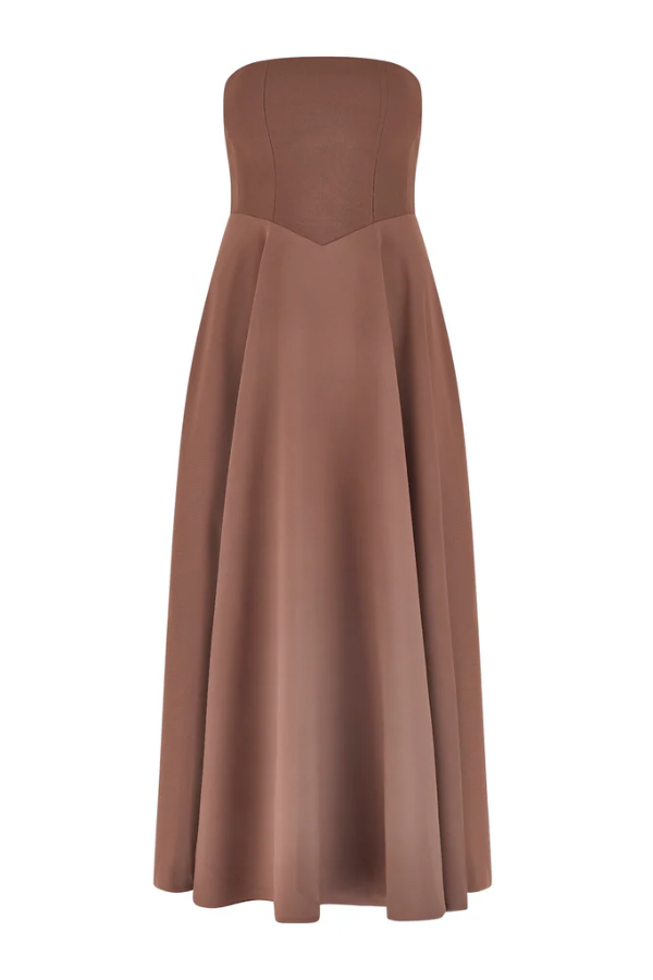 Odd Muse | The Ultimate Muse Strapless Midi Dress Brown | Girls with Gems