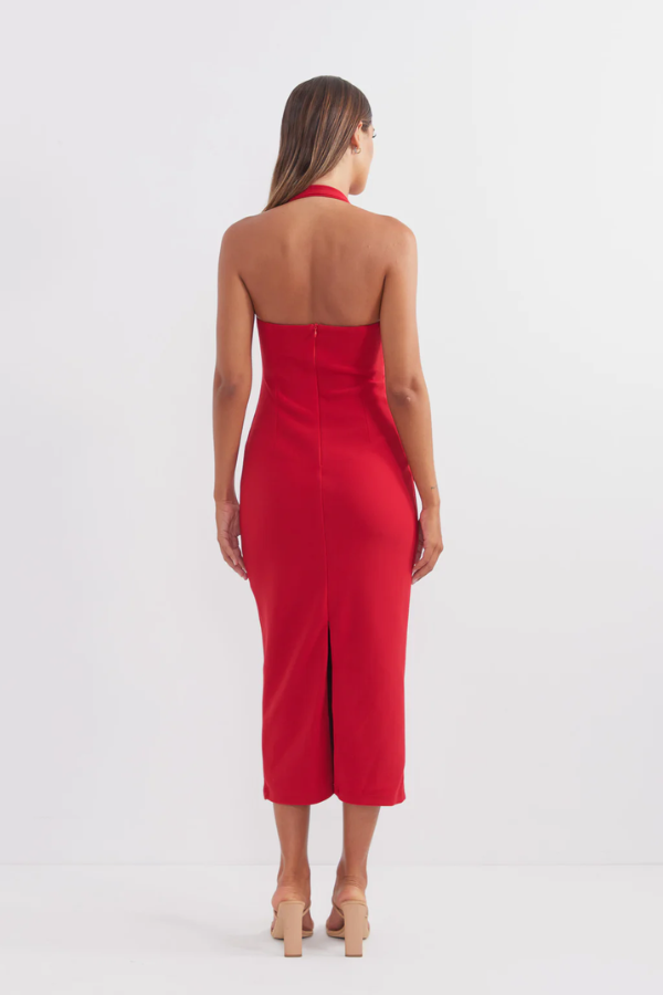 Pasduchas | Socialite Halter Midi Dress Flame | Girls With Gems