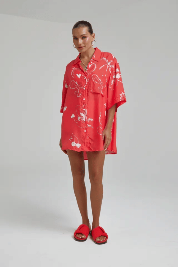 Summi Summi | Cupro Big Shirts Red Dragon Of Hearts | Girls with Gems