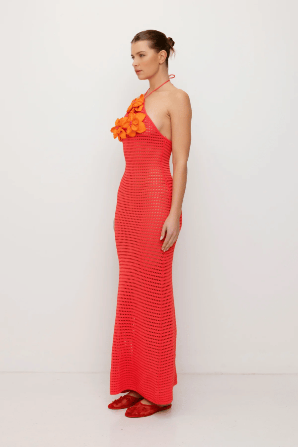 La Monada Knit Maxi Dress Coral