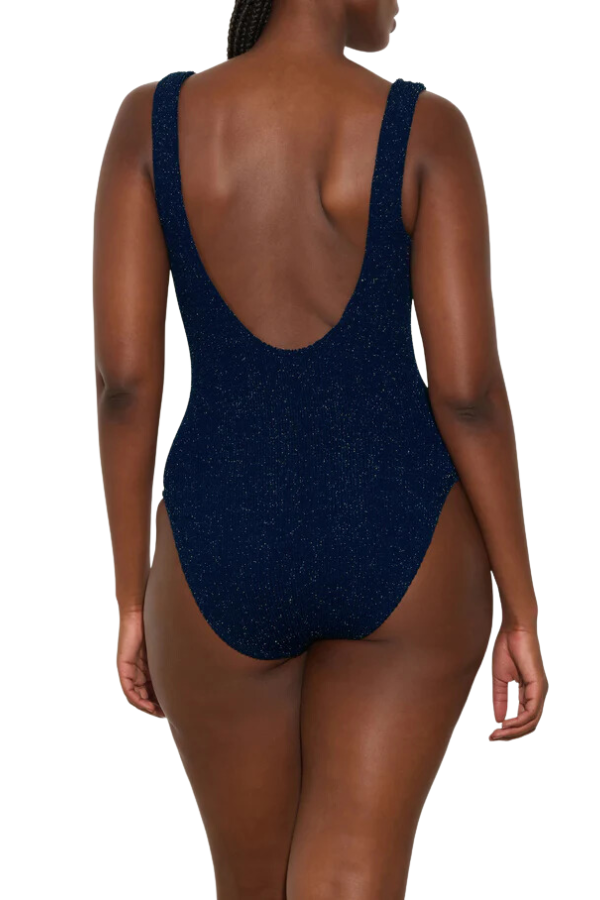 Hunza G | Square Neck Swim Navy/Silver | Girls with Gems