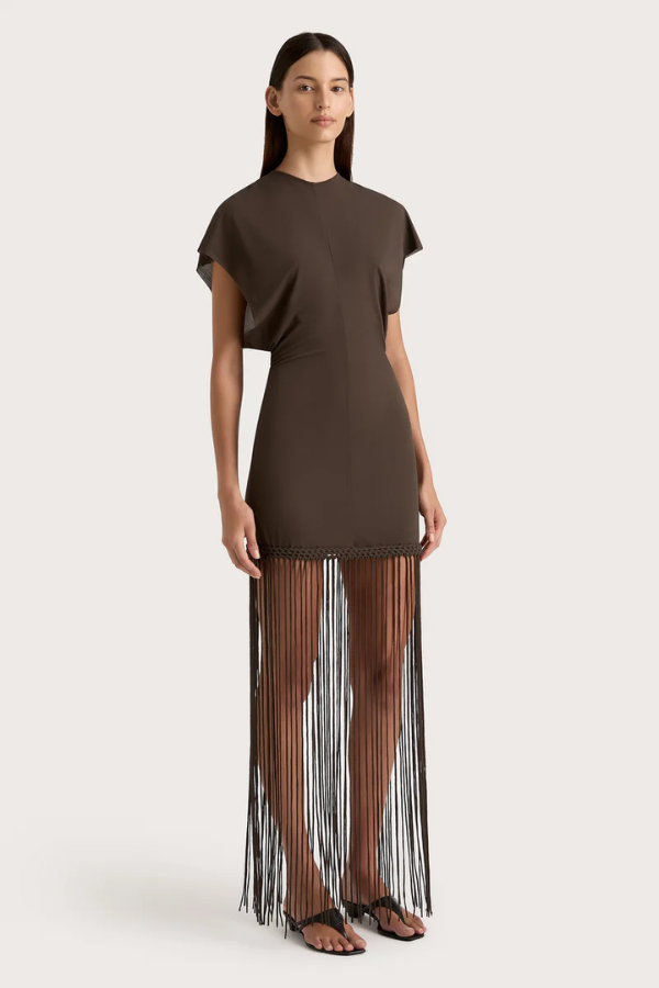 Faithfull the Brand | Brita Fringe Dress Chocolate Brown | Girls with Gems