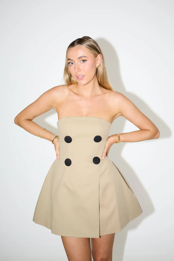 Odd Muse | The Ultimate Muse Trench Mini Dress Beige | Girls with Gems