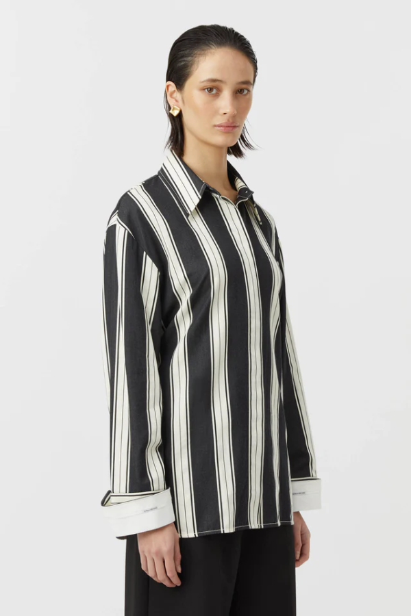 Camilla and Marc | Kiah Fitted Shirt Black &amp; Cream Stripe | Girls with Gems