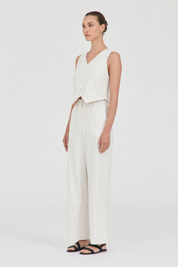 Friend of Audrey | Jayden Stripe Waistcoat White Stripe | Girls with Gems