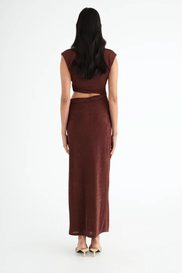 Benni | Henri Twist Maxi Dress Chocolate | Girls with Gems