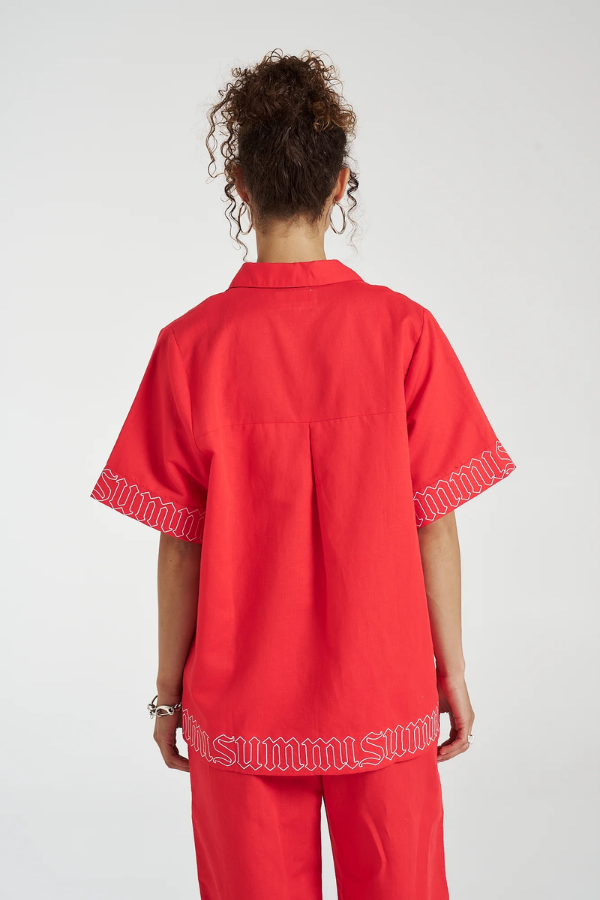 Summi Summi | Sig Linen Shirt Scarlet Summi | Girls with Gems