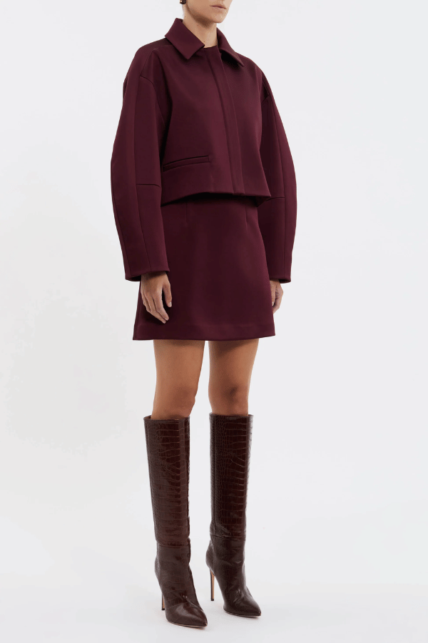Merlot Cropped Jacket Burgundy