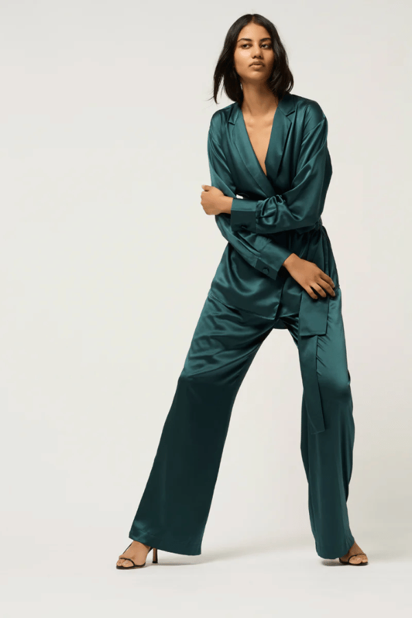 Michael Lo Sordo | Relaxed Silk Wrap Shirt Green | Girls with Gems