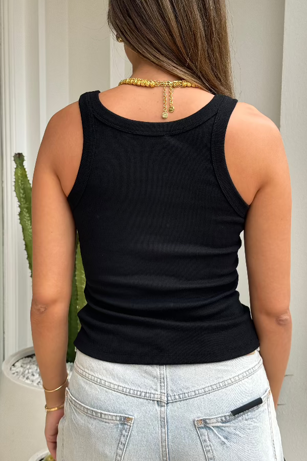 Sneaky Link | Amy Twist Tank Black | Girls With Gems