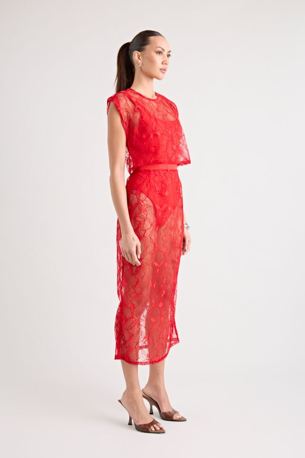 Pfeiffer | Astrid Lace Skirt Red | Girls with Gems