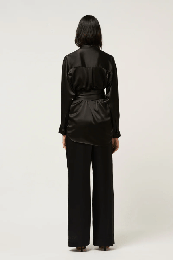 Michael Lo Sordo | Relaxed Silk Wrap Shirt Black | Girls with Gems