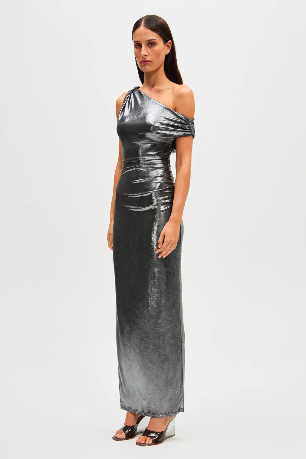 Misha | Nyra Metallic Gown Silver | Girls with Gems