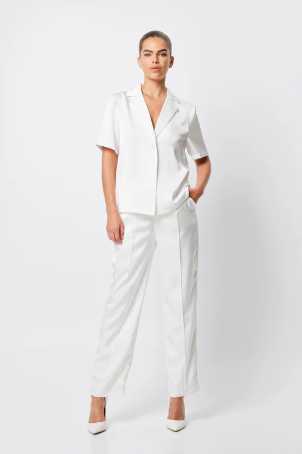 Mossman | Adrift One Button Shirt White | Girls With Gems