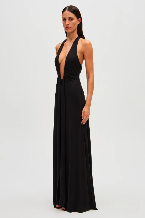 Misha | Jennifer Cupro Maxi Dress Black | Girls with Gems