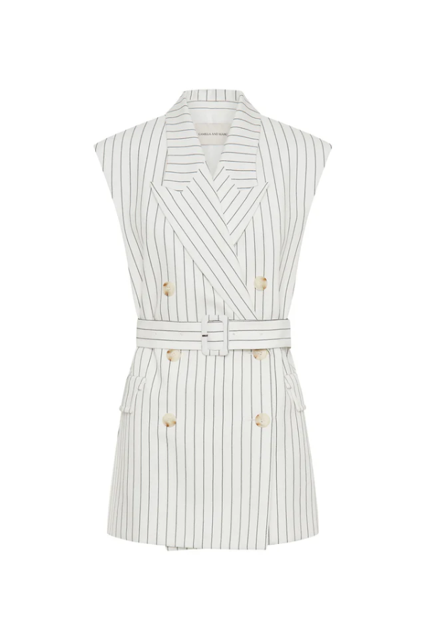 Camilla and Marc | Jagger Blazer Vest White Pinstripe | Girls with Gems