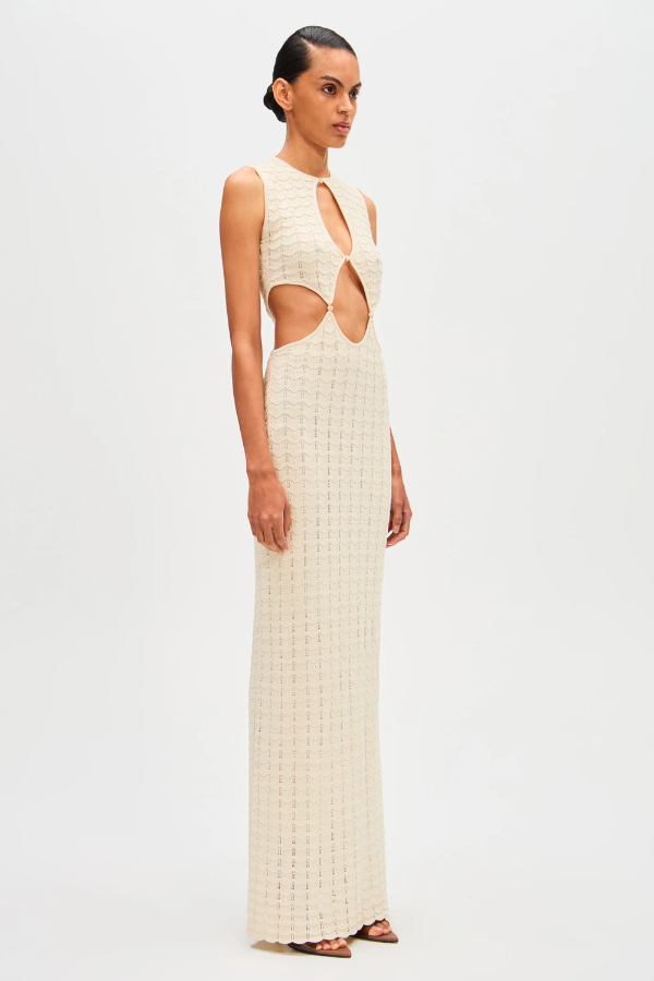 Misha | Esther Knit Maxi Dress Vanilla | Girls with Gems