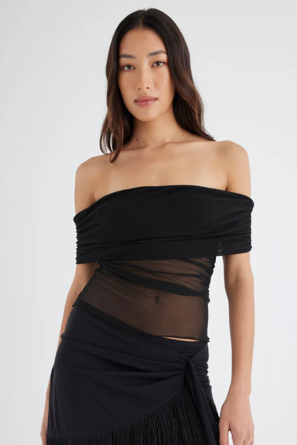 Benni | Nico Off Shoulder Top Black | Girls with Gems