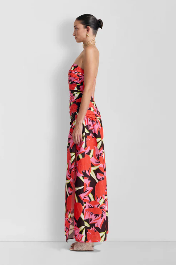 The Wolf Gang | Dolcie Strapless Maxi Dress Rojo Print | Girls With Gems