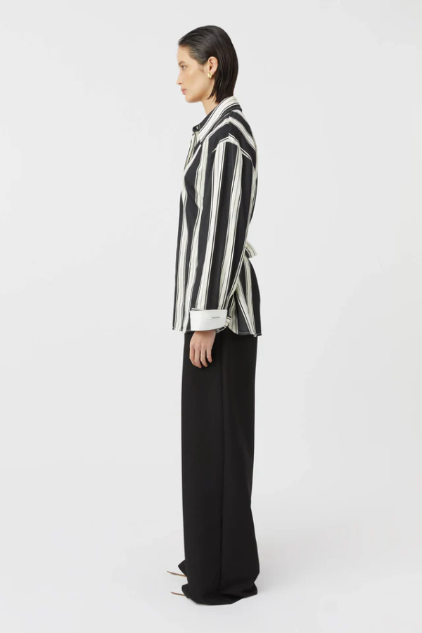 Camilla and Marc | Kiah Fitted Shirt Black &amp; Cream Stripe | Girls with Gems