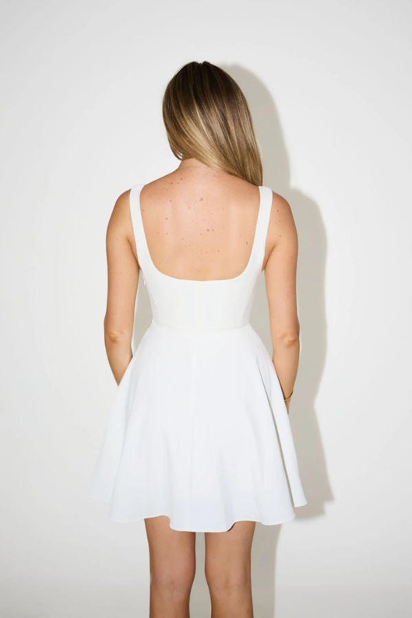 Odd Muse | The Ultimate Muse High Waist Square Neck Mini Dress White | Girls with Gems