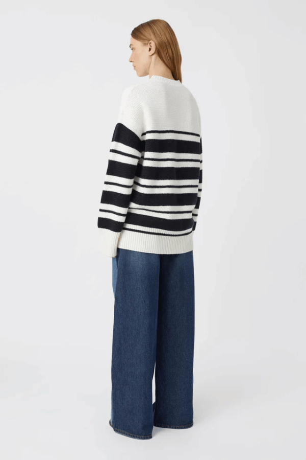 Camilla and Marc | Atticus Sweater White Navy Stripe | Girls with Gems