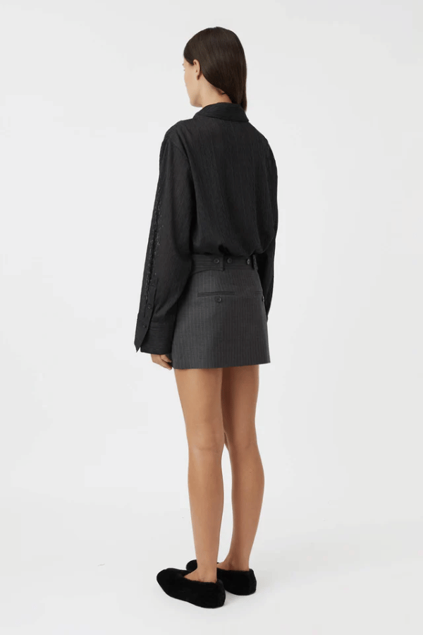 Camilla and Marc | Brancusi Mini Skirt Charcoal Pinstripe | Girls with Gems