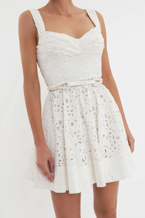 Rebecca Vallance | Nuvola Buster Mini Dress Ivory | Girls with Gems