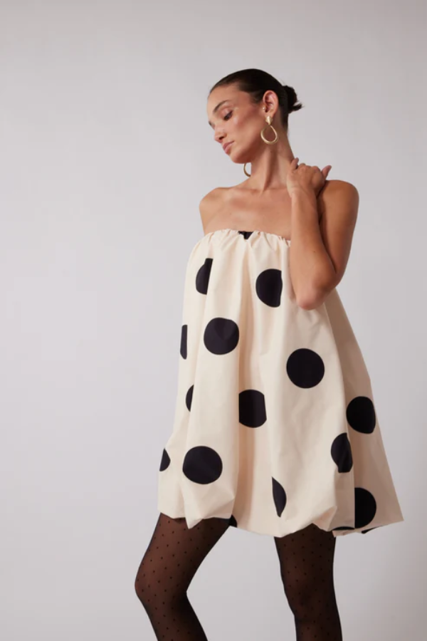 The Wolf Gang | Gaia Bubble Dress Creme Spot | Girls With Gems