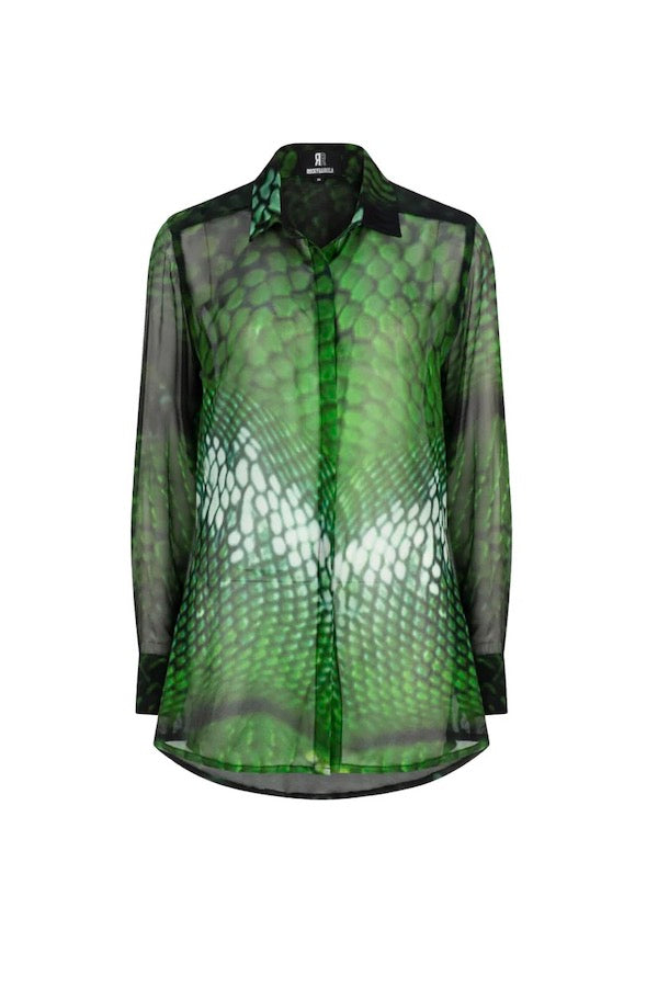 Rocky Rafaela | Scaled Silk Shirt Green | Girls With Gems