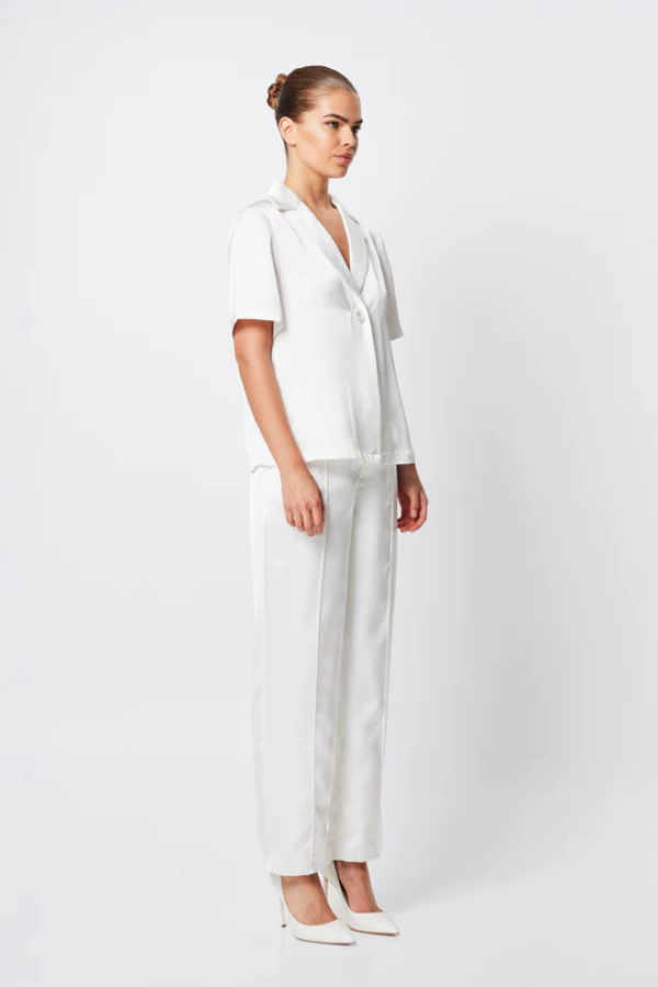 Mossman | Adrift One Button Shirt White | Girls With Gems