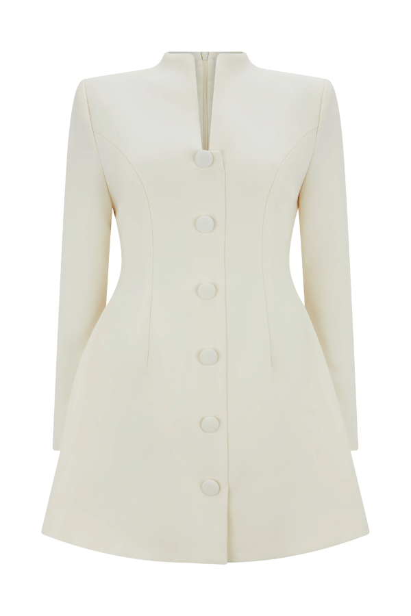 The Ultimate Muse Long Sleeve Button Down Dress Ecru