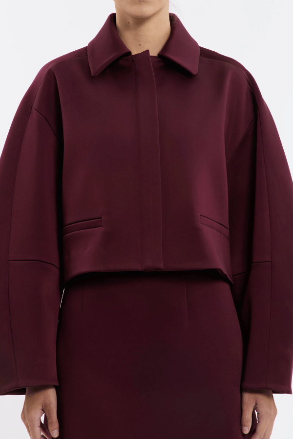 Merlot Cropped Jacket Burgundy