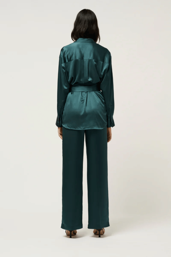 Michael Lo Sordo | Relaxed Silk Boy Pant Green | Girls with Gems