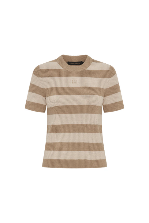 Camilla and Marc | Umi Knit Tshirt Tan/Cream | Girls with Gems