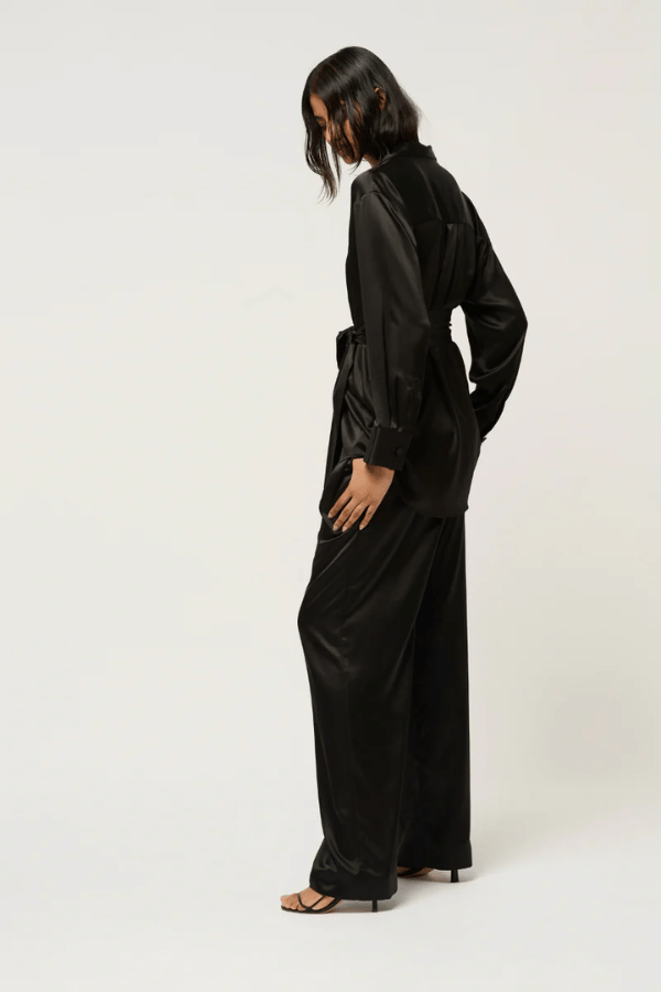 Michael Lo Sordo | Relaxed Silk Wrap Shirt Black | Girls with Gems