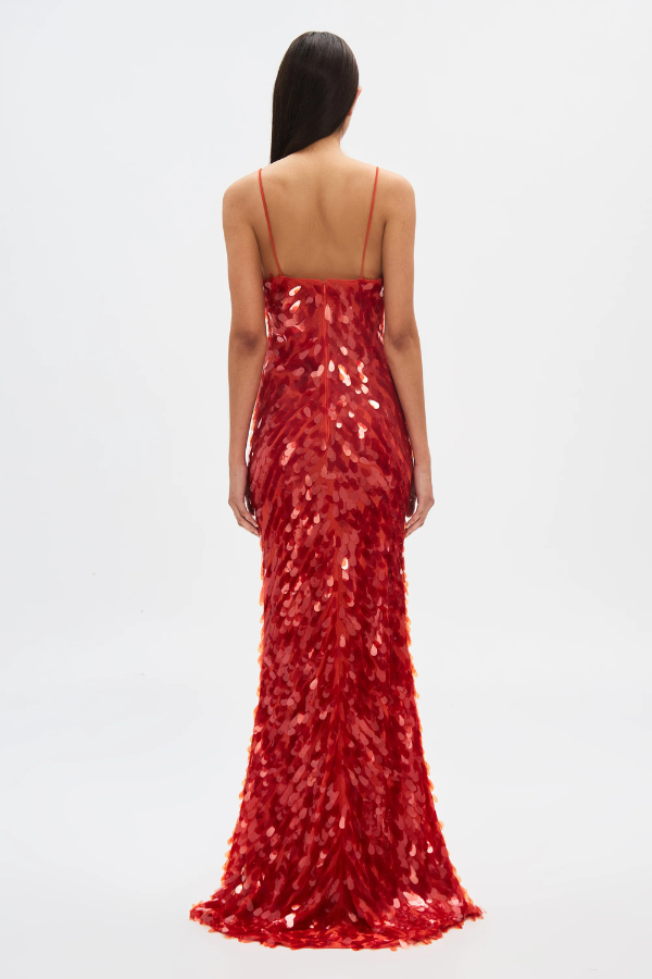 Misha | Sapphire Sequin Maxi Dress Red | Girls with Gems