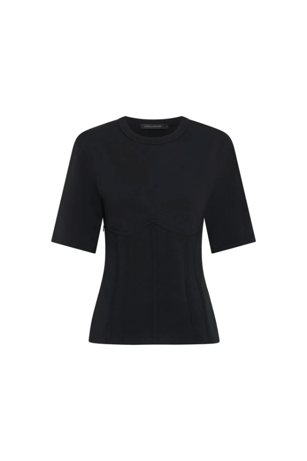 Camilla and Marc | Umber Corset Tee Black | Girls with Gems