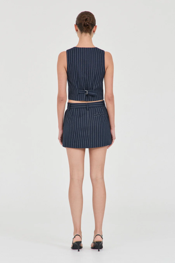 Friend of Audrey | Jayden Stripe Mini Skirt Navy Stripe | Girls with Gems