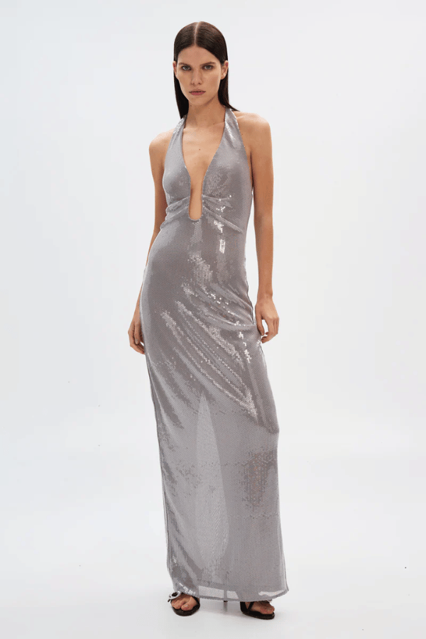 The &#39;Alusia&#39; Sequin Gown Pewter